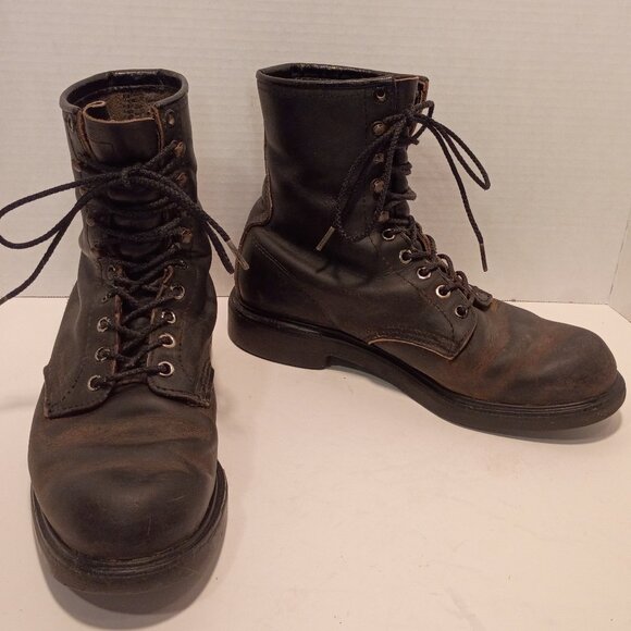 Vintage RED WING Boots Men 9D Black Leather Lace-up Logger Max 24193 Moto Grunge - Picture 1 of 15